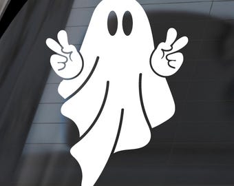 Naklejka winylowa Peace Ghost – dekoracja na samochód, laptopa i kubek na Halloween
