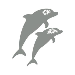 Décalcomanie en vinyle pour voiture, dauphins floraux, décalcomanie pour la lunette arrière, décalcomanie pour ordinateur portable