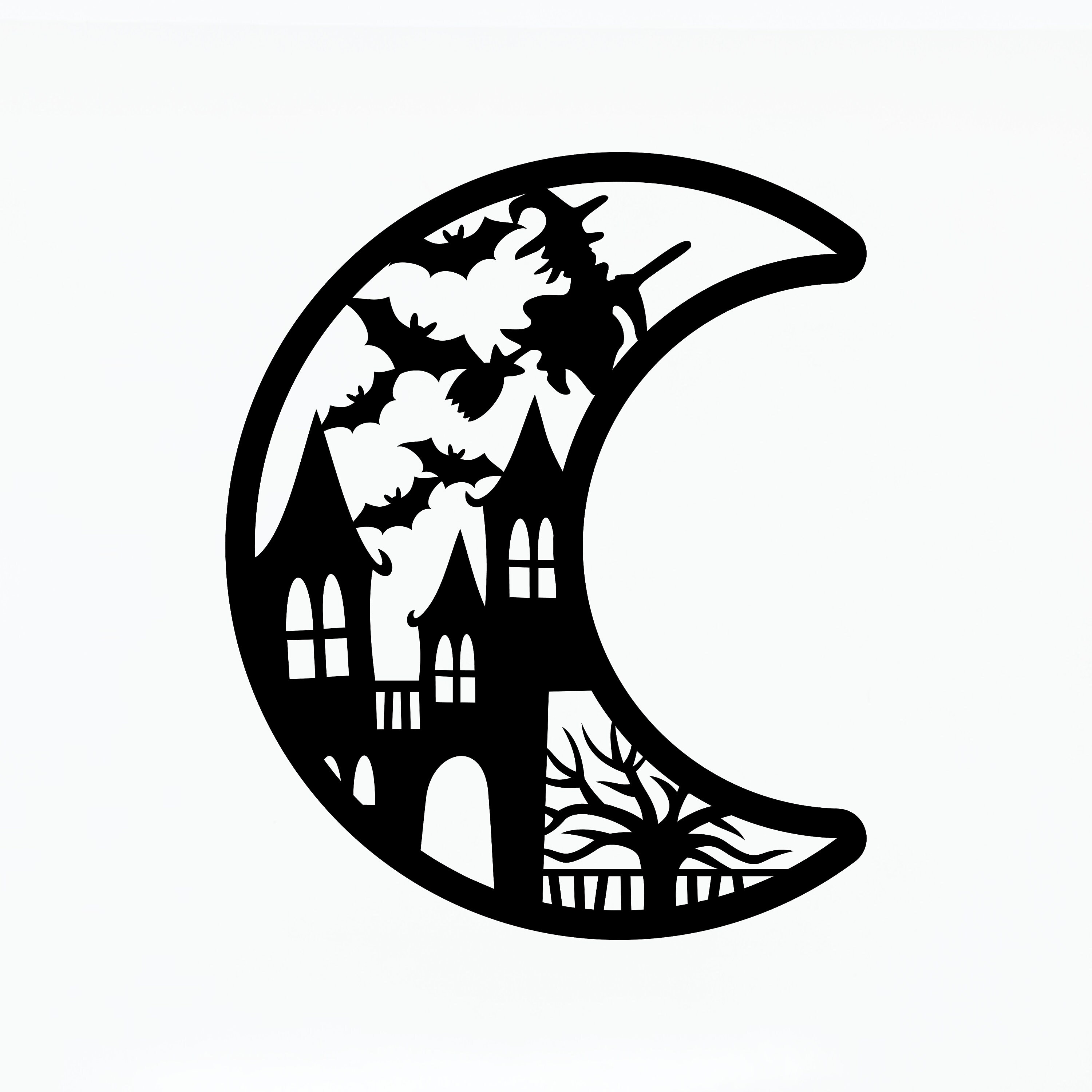 Halloween Moon Scene Window Decal Decoration Etsy
