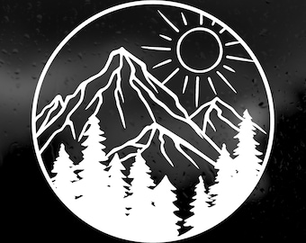 Large Die Cut Vinyl Decal - Round Mountain Scene