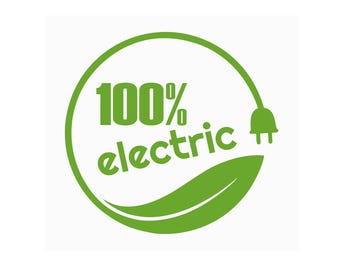 Die Cut Vinyl 100% Electric Decal - Electric Vehicle Decal