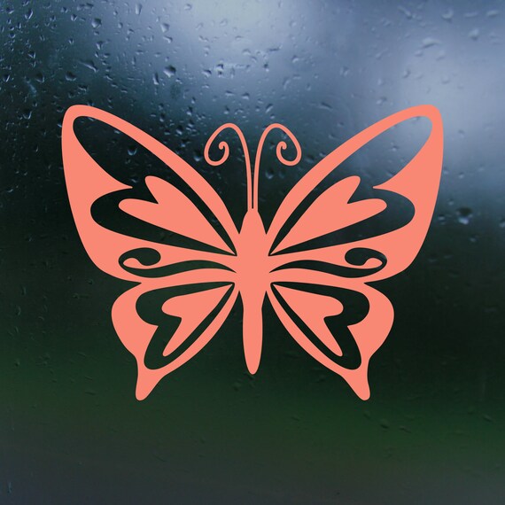 Butterfly Car Sticker Butterfly and Flower Heart Car Sticker Elegant Floral Vinyl Decal for Car Windows, Bumper, Laptop Butterfly Sticker - Australia