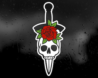 Die Cut Vinyl Decal - Skull With Rose