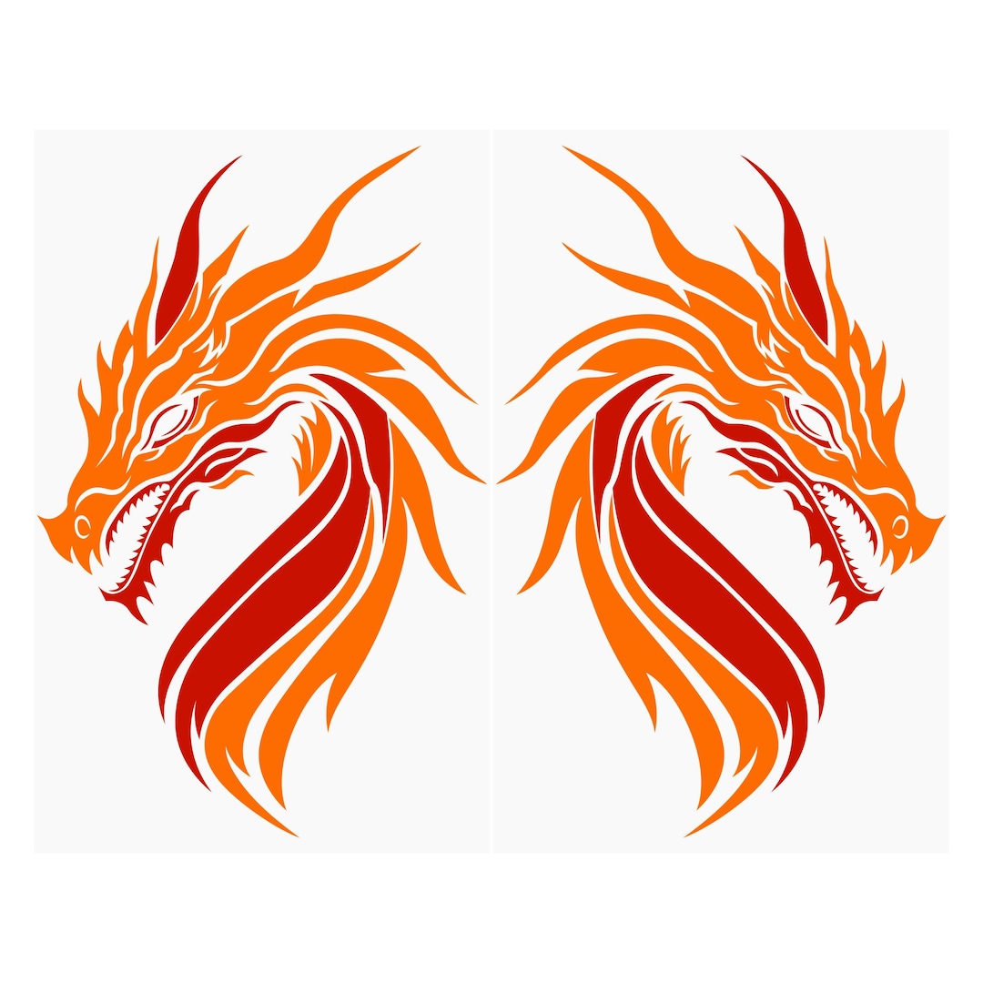 Mirrored Dragon Decals: Die Cut Vinyl Car/laptop Stickers (pack of 2 ...
