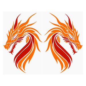 Die Cut Vinyl Pack Of 2 Mirrored Dragon Decals - Car Decals, Truck Decals, Laptop Decals