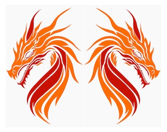 Mirrored Dragon Decals: Die Cut Vinyl Car/Laptop Stickers (Pack of 2)