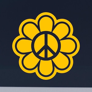 ピースフラワービニールデカール：防水車、ノートパソコン、キャンピングカーステッカー