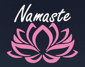 Adhesivo troquelado Namaste Lotus para tazas, coches, portátiles, cristales y más.