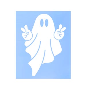 Die Cut Vinyl Peace Ghost Decal - Car Decal, Truck Decal, Laptop Decal, Mug Decal Halloween Decor