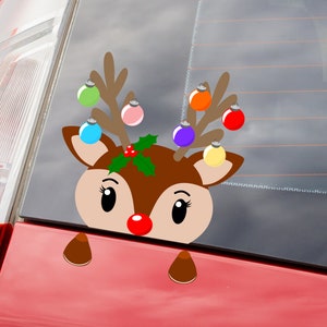 Wasserdichter Vinyl Peek A Boo Rudolph Reindeer Aufkleber