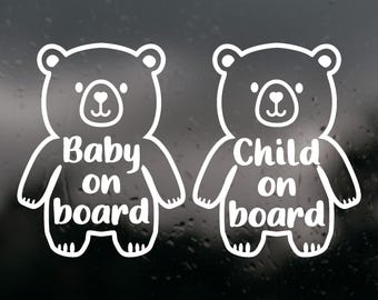 New 2026 Bear Themed Baby / Child On Board Vinyl Decal