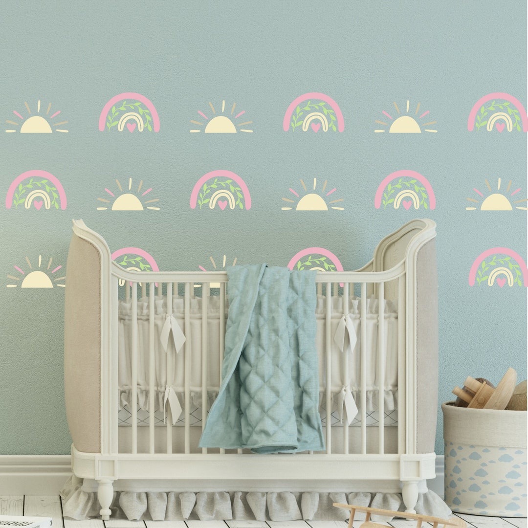 Boho Style Sunshine & Rainbow Nursery / Bedroom Vinyl Wall Decals - Etsy