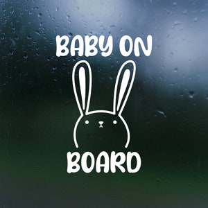 Bunny Rabbit Baby On Board Vinyl Decal- Car Decal, Windshield Decal, Bumper Sticker