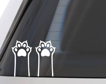 Juego de pegatinas de vinilo con huellas de gato: pegatinas impermeables para coche/portátil