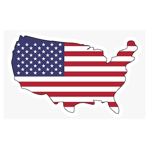Waterproof Vinyl United States Of America Country Sticker Decal With Embedded Flag - Waterproof Vehicle / Window / Camper Decal