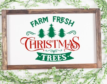 Adesivo in vinile con alberi di Natale freschi di fattoria: decorazione natalizia impermeabile