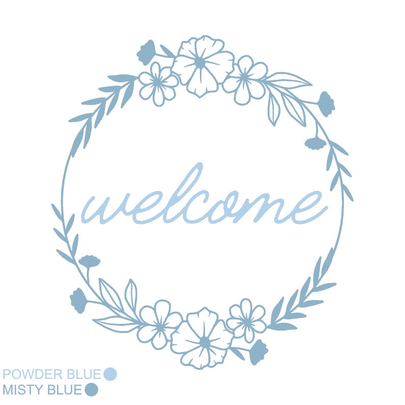 Die Cut Vinyl Removable 'welcome' Decal With Floral Themed Circle ...