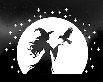 Die Cut Vinyl Decal - Mystical Moon Witch