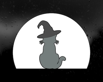 Die Cut Vinyl Decal - Witchy Cat Moon