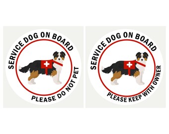 Australian Shepherd Service Dog Vinyl Decal - Car, Laptop, Truck