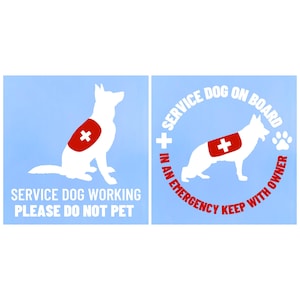 Die Cut Vinyl German Shepard Service Dog On Board Decal