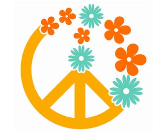Vinilo adhesivo troquelado con diseño de flor de la paz hippie: para coche, portátil o caravana.