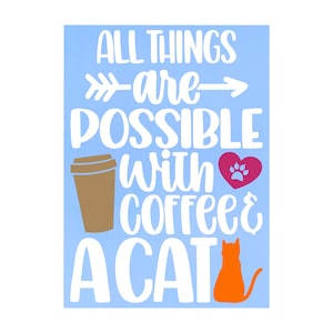 Cat & Coffee Lover Vinyl Decal- Car Decal, Rear Window Decal, Bumper Sticker, Laptop Sticker