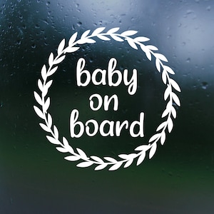 Wreath Baby On Board Vinyl Decal- Car Decal, Rear Window Decal, Bumper Sticker