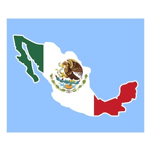 Country Of Mexico Cropped Flag Sticker Decal - Waterproof Vinyl Decal