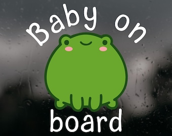 Frog Baby On Board Car Decal: Waterproof Bumper Sticker
