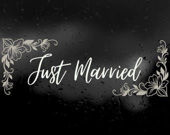 Die Cut Vinyl Removable Just Married Vehicle / Wall Decal