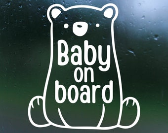 Bear Baby On Board Vinyl Decal- Car Decal, Rear Window Decal, Bumper Sticker