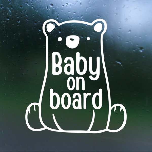 Bear Baby On Board Vinyl Decal- Car Decal, Rear Window Decal, Bumper Sticker