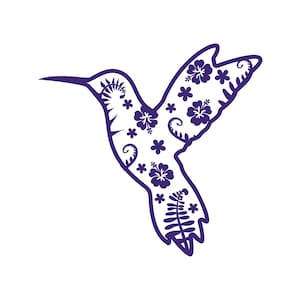 Custom Designed Die Cut Vinyl Floral Hummingbird Decal - Waterproof Vehicle / Window Decal