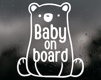 Bear Baby On Board Car Decal: Waterproof Vinyl Bumper Sticker