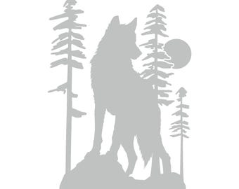 Wolf on Cliff Vinyl Decal: Waterproof Car/Laptop/Camper Decor