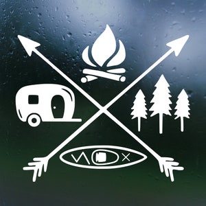 Dye Cut Vinyl Camping Arrow Decal  Car Decal, Truck Decal, Laptop Decal, Tumbler / Mug Decal , Decal Sticker