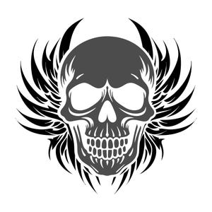 Customizable Skull with Tribal Wings Vinyl Decal: Waterproof Die Cut Sticker