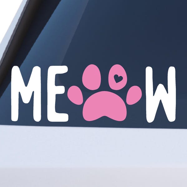 Calcomanía de vinilo con diseño de pata de gato maullido: impermeable para coche o portátil