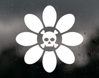 Pegatinas de vinilo troqueladas estilo punk con calaveras y flores - Pegatinas de vinilo impermeables