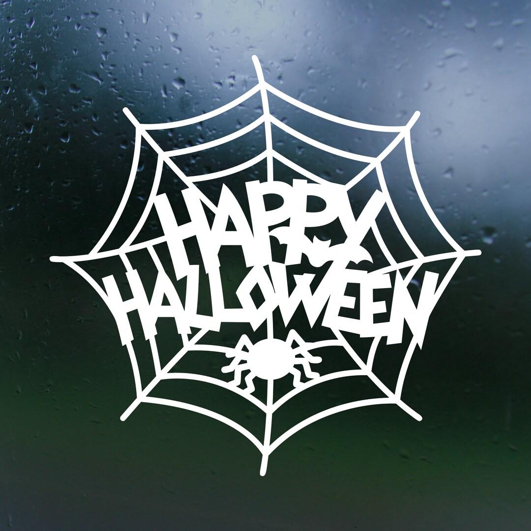 Dye Cut Vinyl Happy Halloween Spider Web Decal Car Decal - Etsy