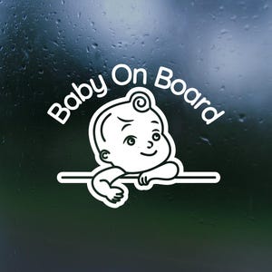 かわいい漫画の赤ちゃんが乗っているベビーデカール - 防水ダイカットビニールデカール