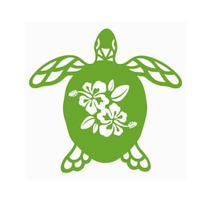 Die Cut Vinyl Hibiscus Sea Turtle Decal