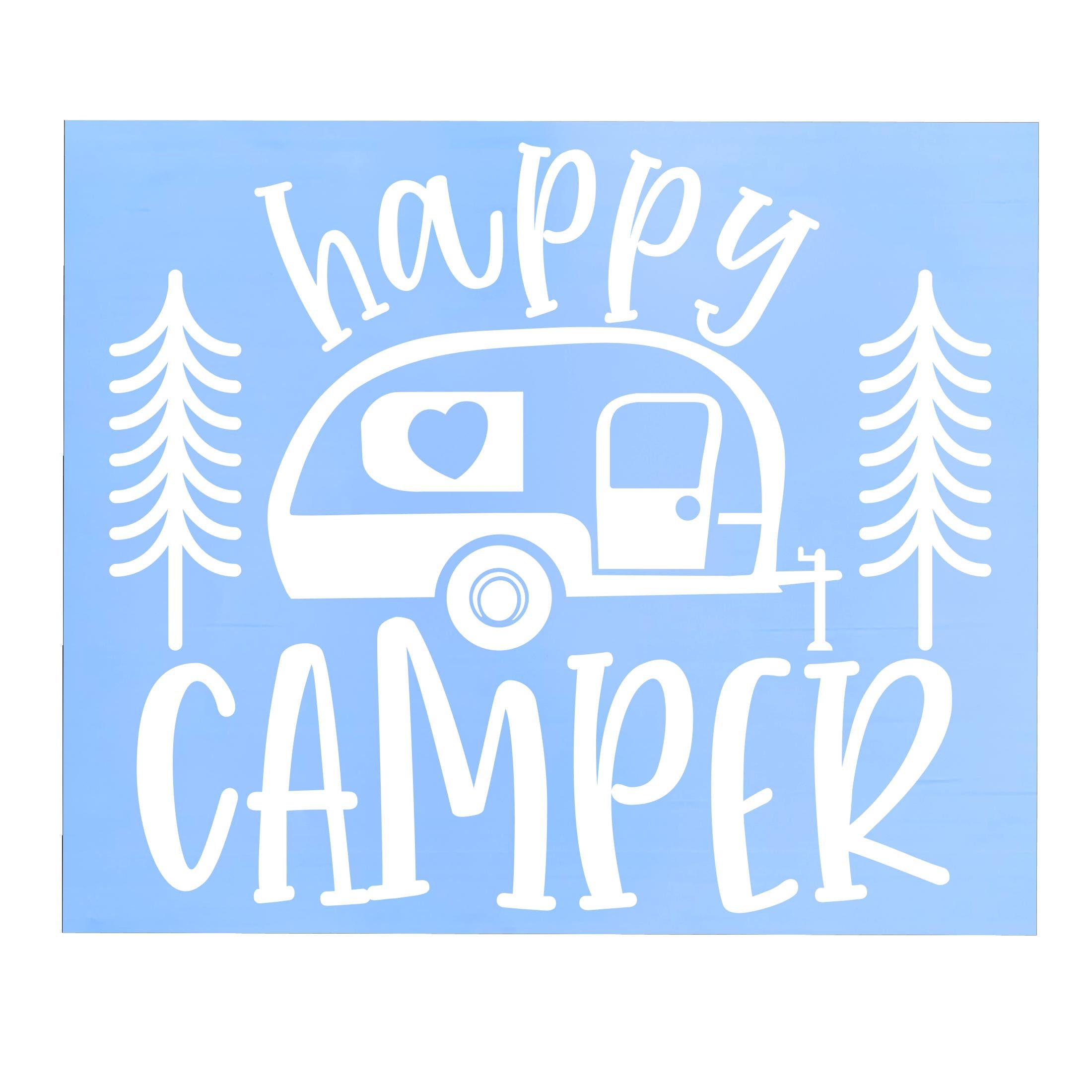 Die Cut "Happy Camper" Decal - Car Decal, Truck Decal, Laptop Decal, Trailer Decal, Camper Decal