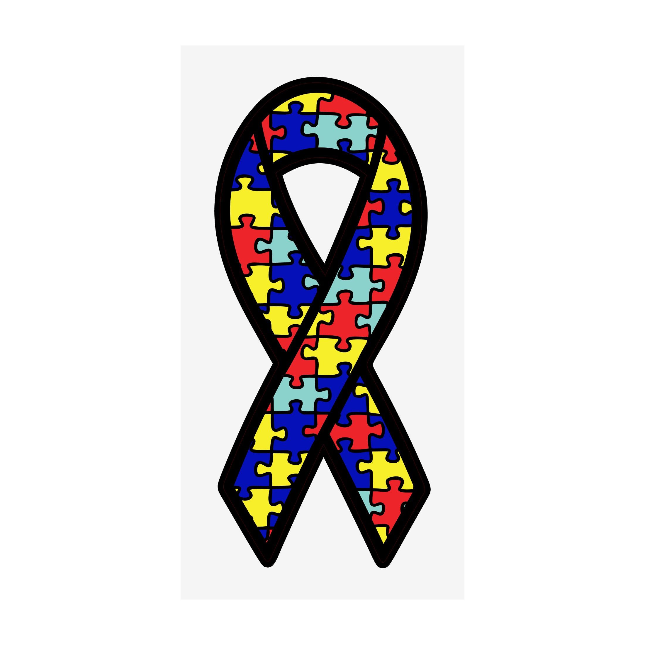 Autism Awareness Ribbon Decal, Puzzle Piece Vinyl Sticker - Etsy