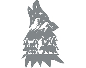 Wolf Howling Scene Decal: Outdoor Car, Truck, Laptop Decor