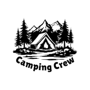 Camping Crew Decal With Nature Landscape - Die Cut Waterproof Vinyl Decal