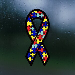 Autism Awareness Ribbon Decal, Puzzle Piece Vinyl Sticker - Etsy