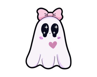 Pink Kawaii Ghost Sticker, Waterproof Vinyl Decal