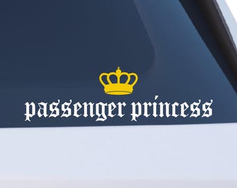 Passenger Princess Decal Sticker for Car, Truck, Mirror & More